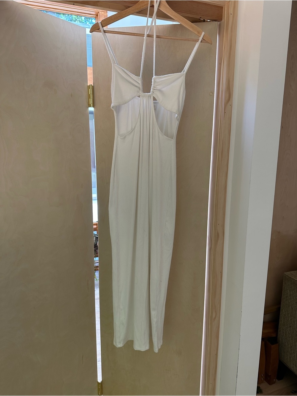 l*space Ivory Ribbed Cutout Maxi Dress
